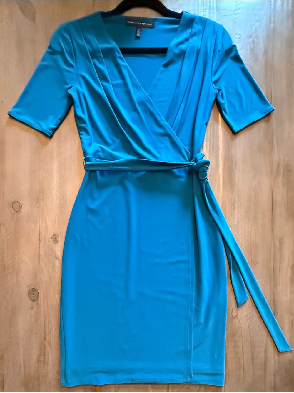 White House Black Market Teal Wrap Midi Dress